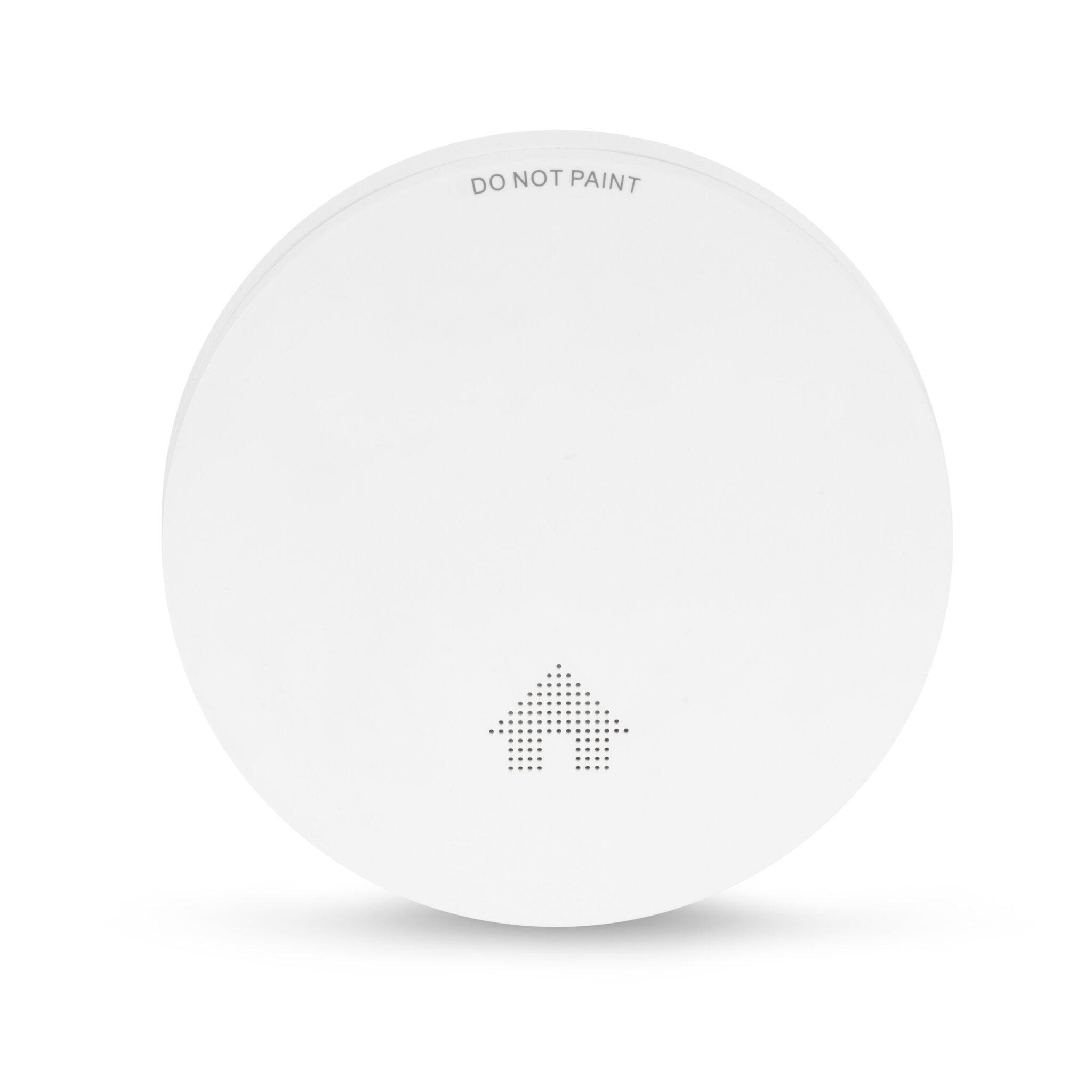 Produktfoto av vit, rund brandvarnare från Nexa med minimalistisk design, fotograferad för e-handel.